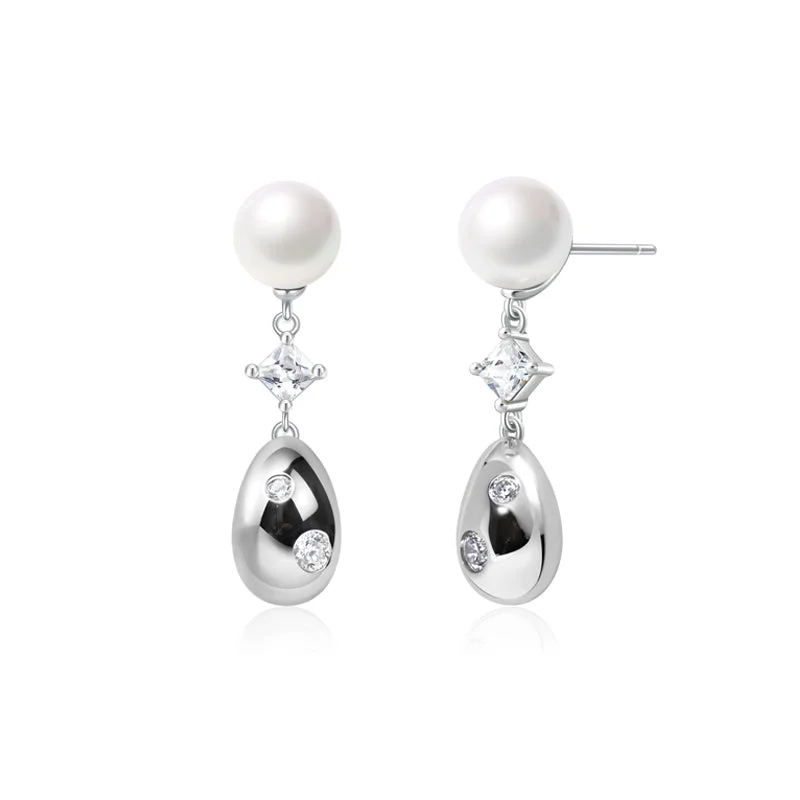 Hoop earrings with spiral designs for a dynamic and fluid look-FANCIME “Sugar Bean” Sterling Silver Pearl Earrings