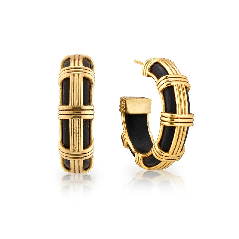 Best hoop earrings with marbled designs for a trendy and artistic effect-Gaia Cage Hoop Earrings - Ebony