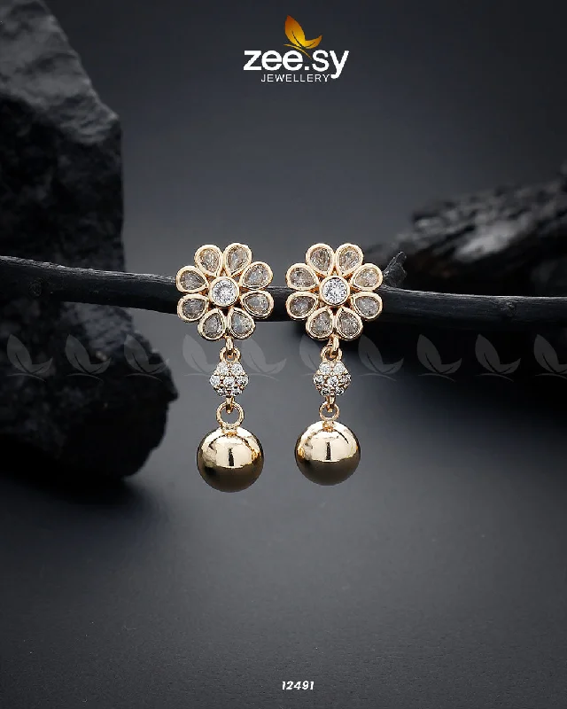 Best hoop earrings with delicate chain details for a trendy and stylish design-GLOSSY FLOWER EARRING