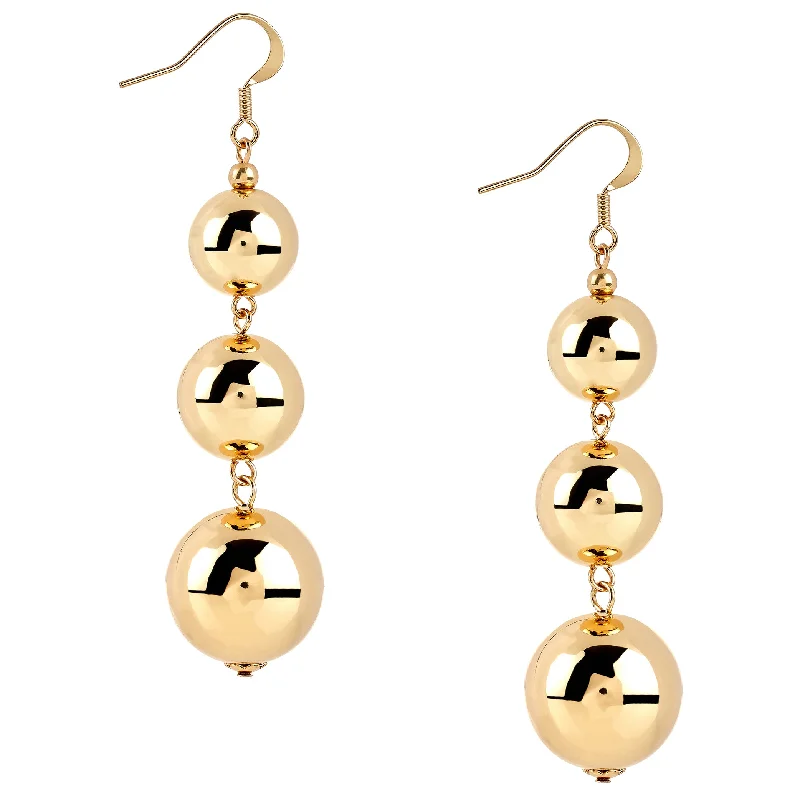 Best hoop earrings with sterling silver for an affordable and chic design-Gold Bead Drop Fishhook Top Earrings