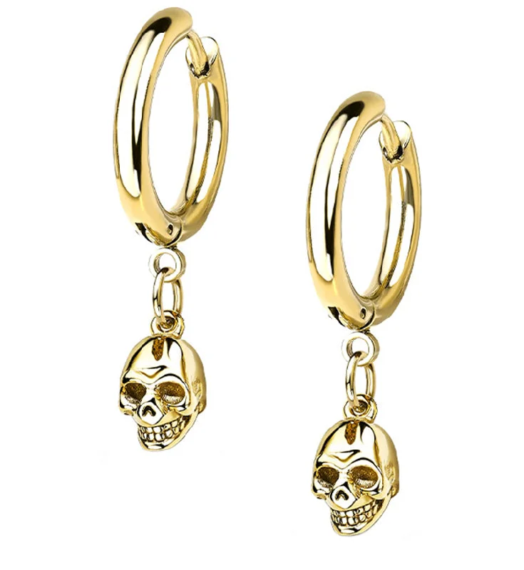 Hoop earrings with multi-tone finishes for a colorful and layered effect-Gold PVD Dangle Skull Stainless Steel Earrings