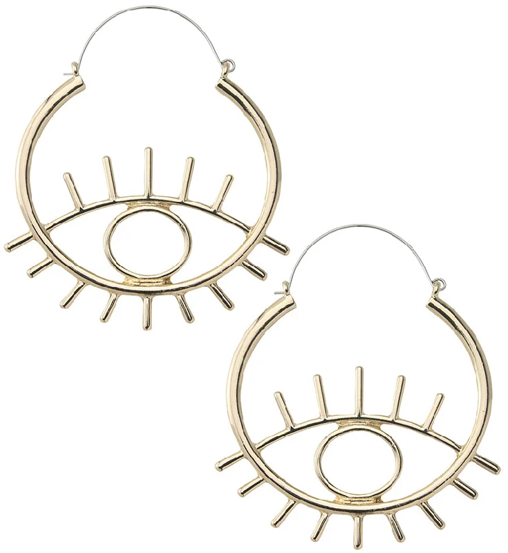 Hoop earrings with polished metal for a shiny and high-quality finish-Gold PVD Evil Eye Plug Hoops