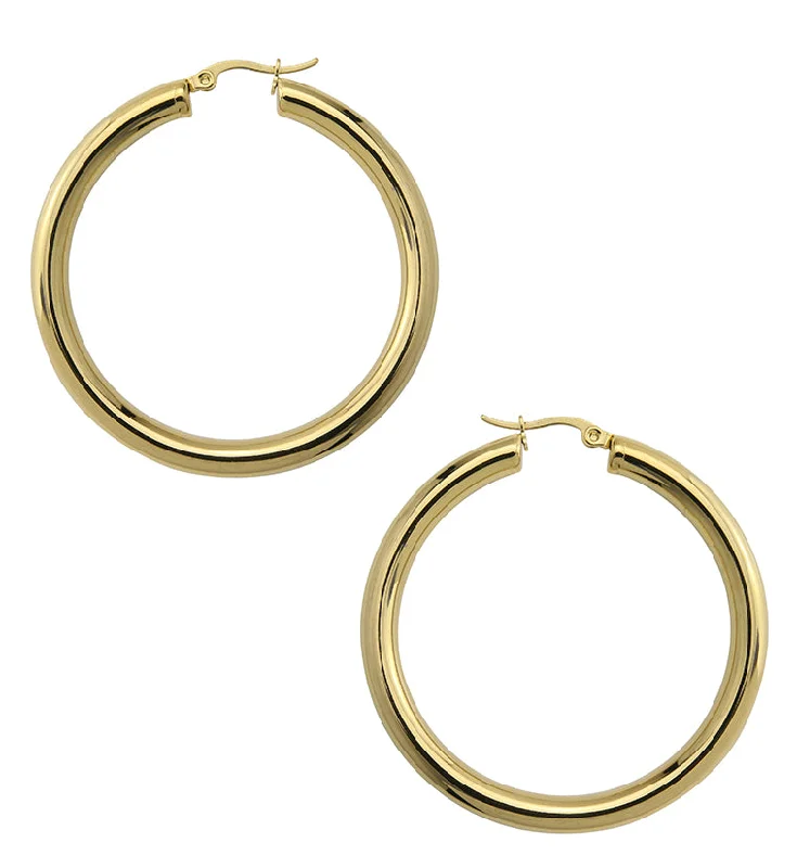 Medium hoop earrings for an everyday look with the perfect balance of style-Gold PVD Thick Stainless Steel Hoop Earrings