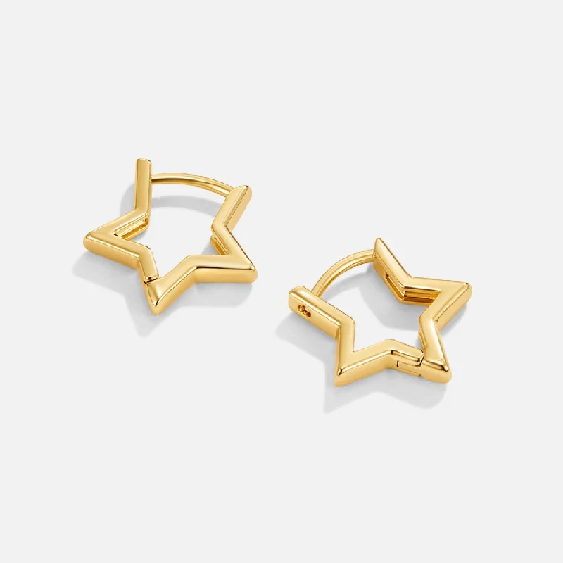 Hoop earrings with stacked layers for a bold and textured design-Gold Star Hoop Earrings