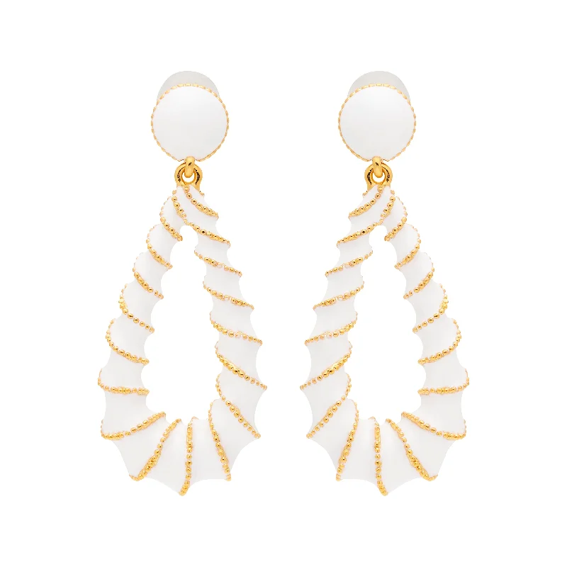 Hoop earrings with a chunky design for a bold and trendy statement-Gold & White Open Teardrop Post Earrings