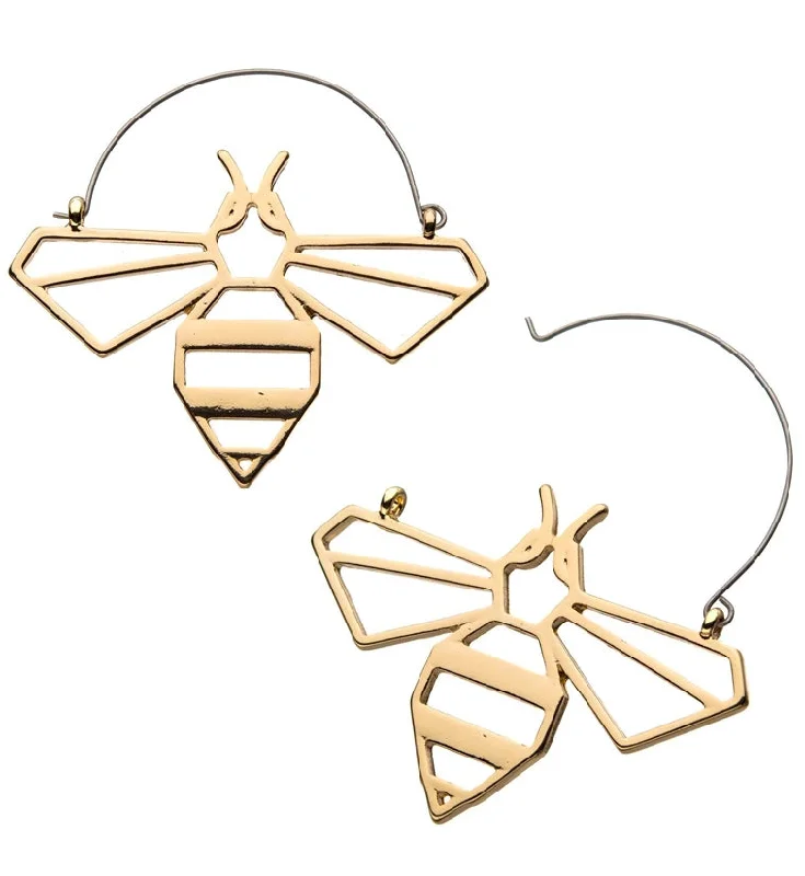 Hoop earrings with colorful beads for a fun and playful vibe-Golden Geo Bumblebee Plug Hoops