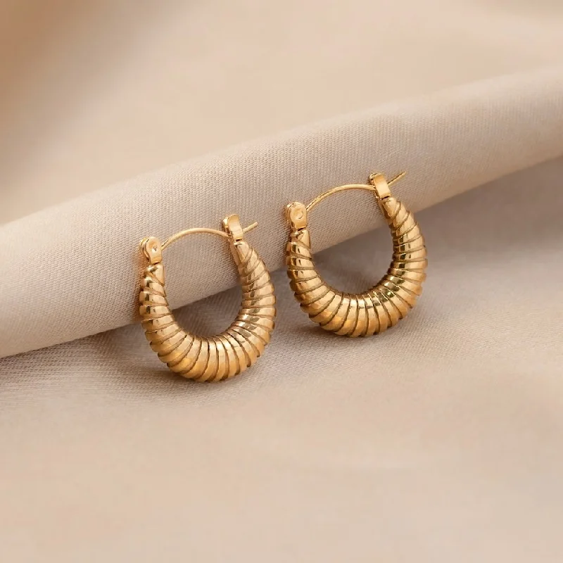 Hoop earrings with stacked layers for a bold and textured design-Golden Mia Croissant Hoop Earrings