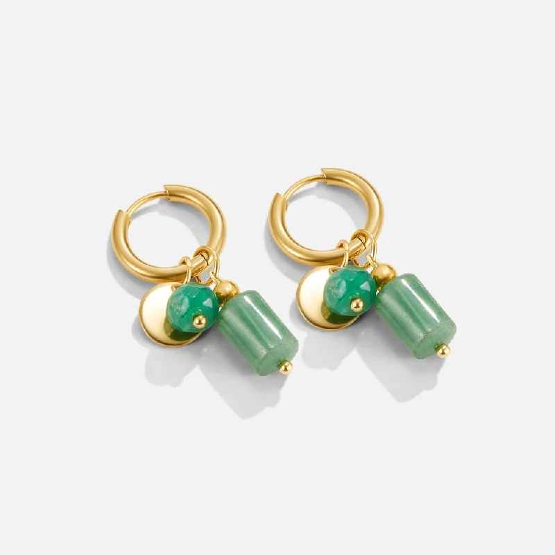 Small hoop earrings for a delicate and understated everyday wear-Green Aventurine Hoop Earrings