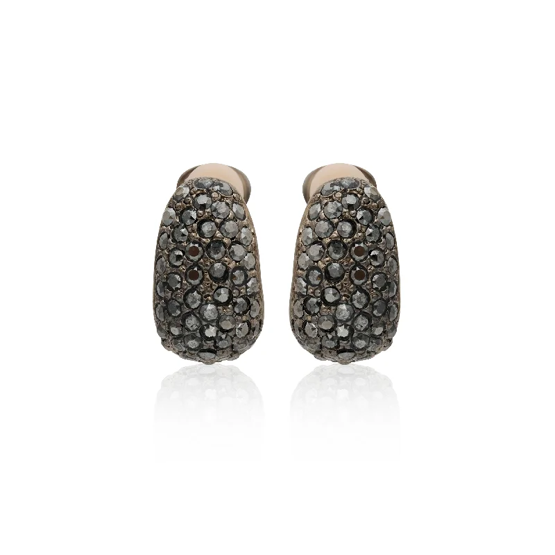 Hoop earrings with tortoiseshell designs for a chic and classic style-Hematite Pave Thumbnail Earrings