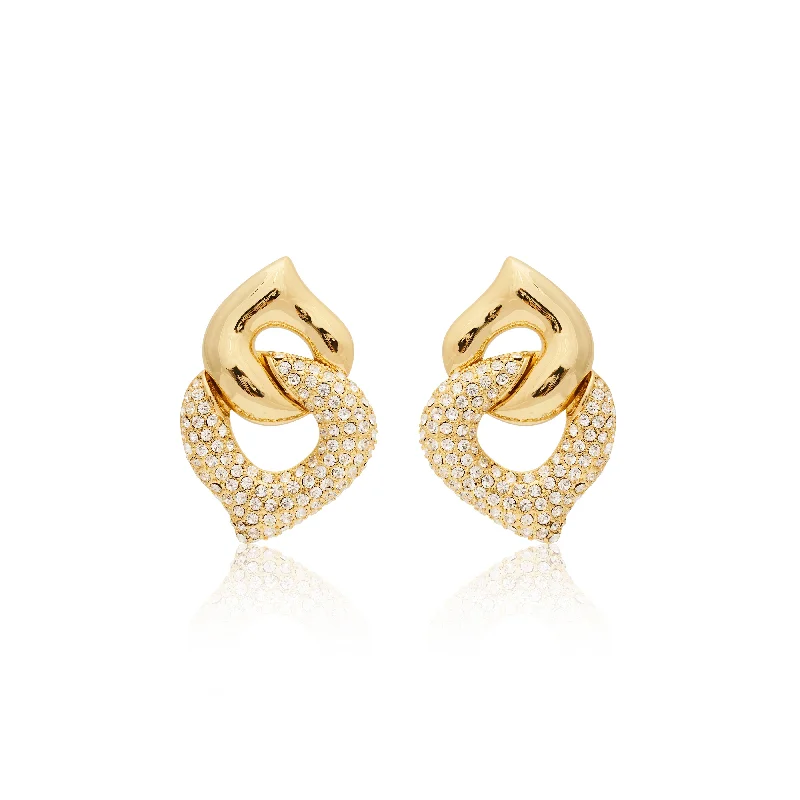 Hoop earrings with rhinestone embellishments for a glamorous and sparkling look-Interlocking Crystal Pierced Earrings