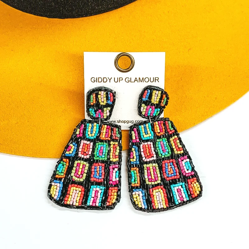 Hoop earrings with a chunky design for a bold and trendy statement-Irregular Shaped Beaded Earrings in Black