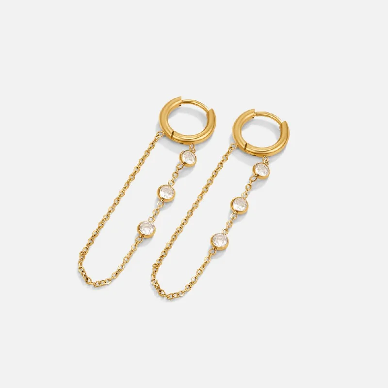 Best hoop earrings with asymmetrical designs for a fashion-forward, avant-garde look-Kira Crystal Drop Hoop Earrings