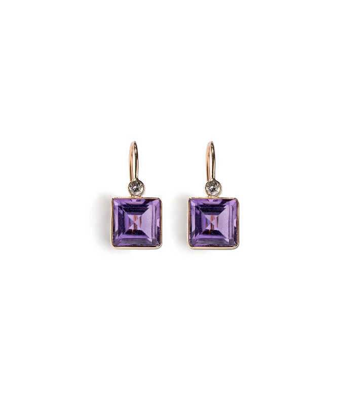 Stylish hoop earrings with diamond accents for an elegant and sparkling effect-14k Gold King Earrings In Amethyst & Diamond