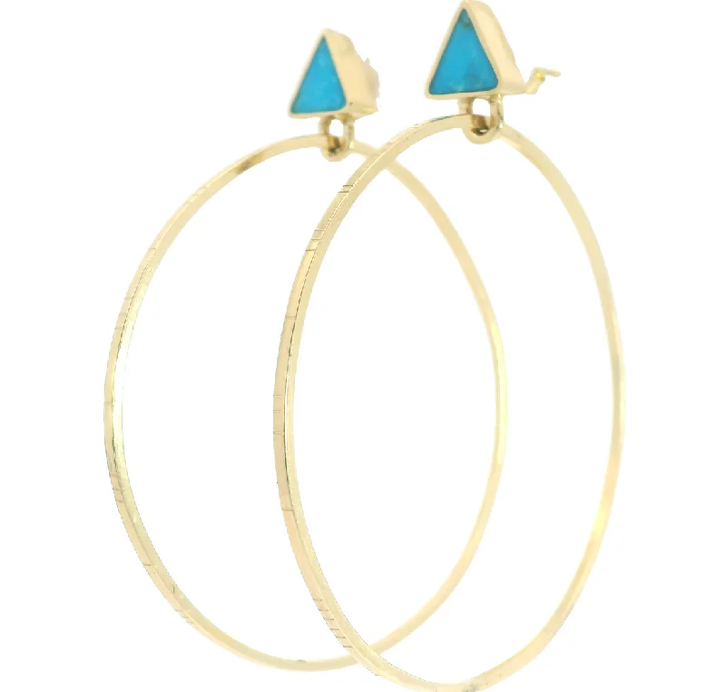 Best hoop earrings with enamel details for a colorful and modern look-Kingman Turquoise Playa Hoop Earrings - Medium