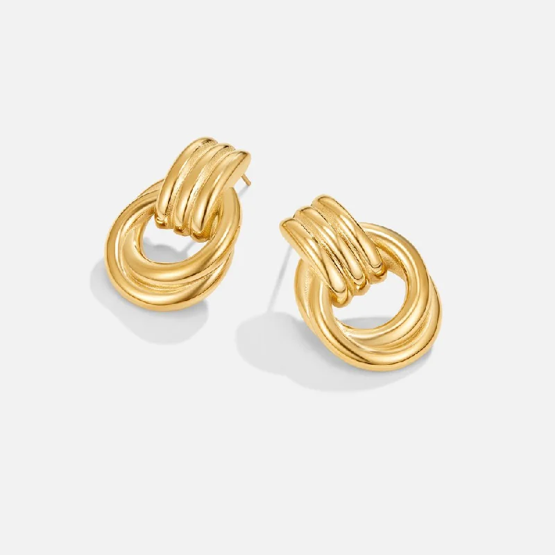 Best hoop earrings with lever-back closures for secure and easy wear-Knot Gold Hoop Earrings