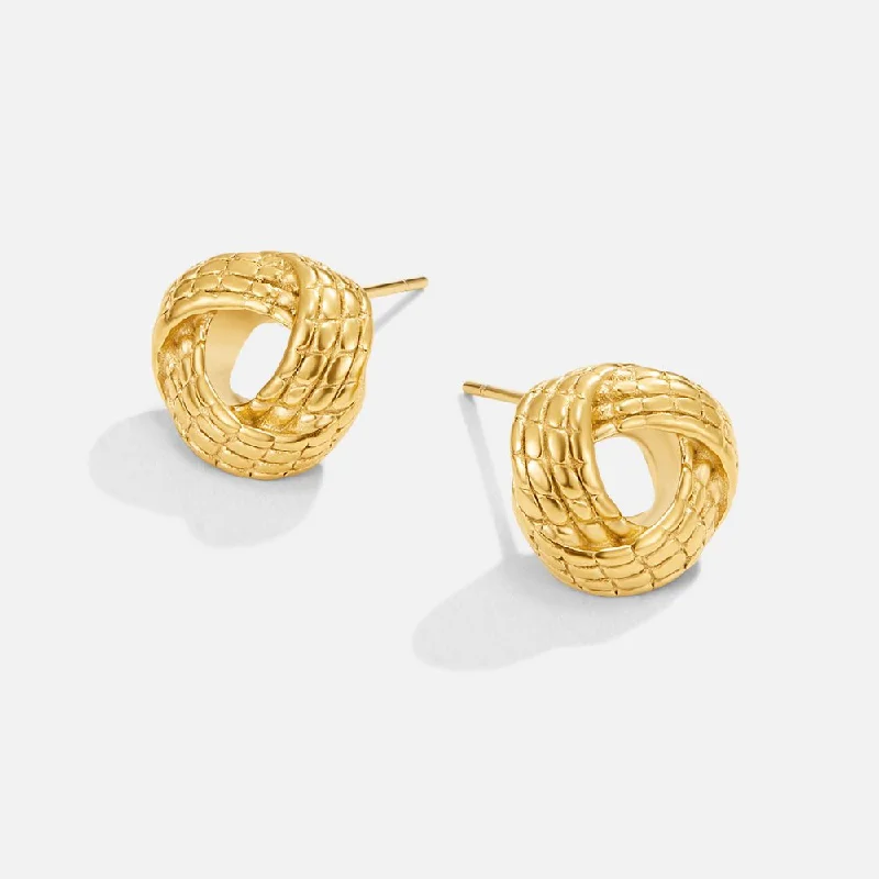 Hoop earrings with diamond-cut surfaces for added sparkle and shine-Knotted Twist Gold Earrings