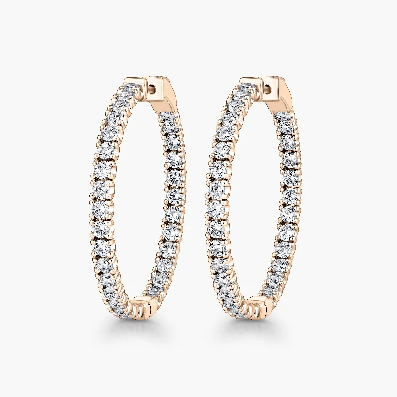 Medium hoop earrings for an everyday look with the perfect balance of style-Lab Grown Diamond Round Inside Out Hoops