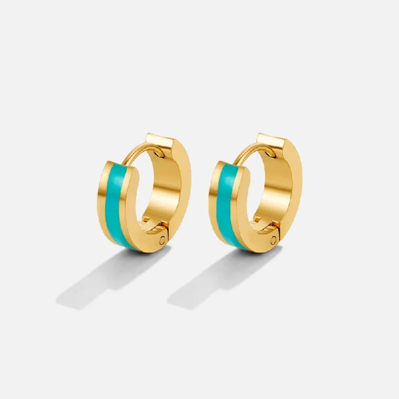 Stylish hoop earrings with diamond accents for an elegant and sparkling effect-Leigh Teal Hoop Earrings