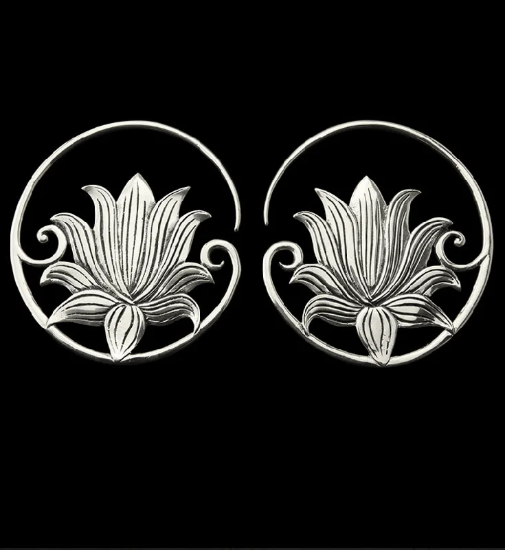 Hoop earrings with a chunky design for a bold and trendy statement-Lotus White Brass Hangers