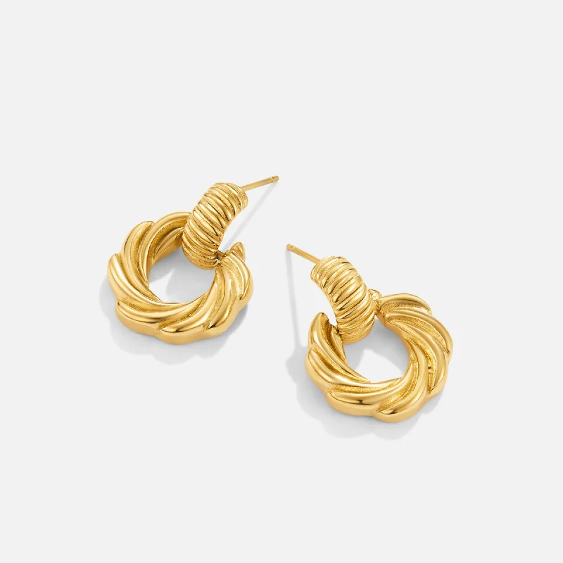 Hoop earrings with abstract wirework for an artistic, unique look-Leah 18K Twisted Hoop Earrings