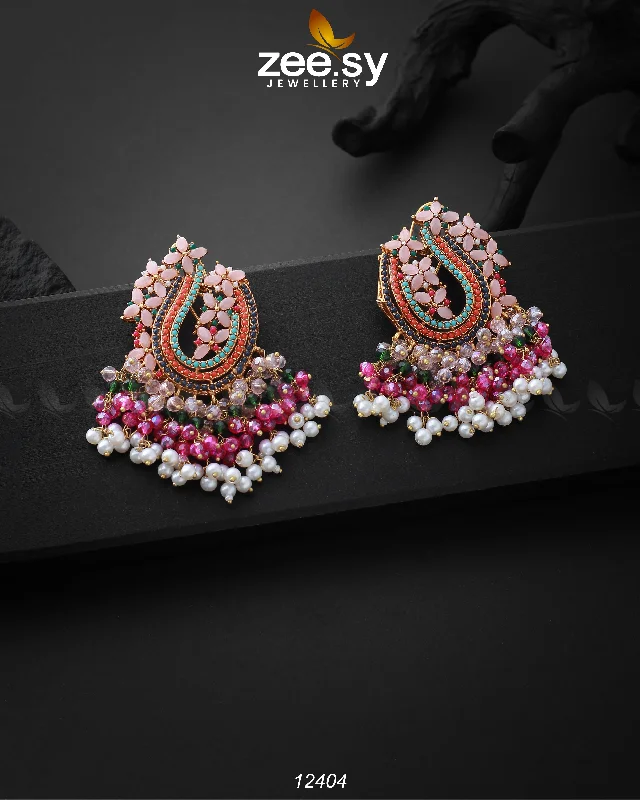 Hoop earrings with faceted crystals for added sparkle and shine-MAYURI EARINGS