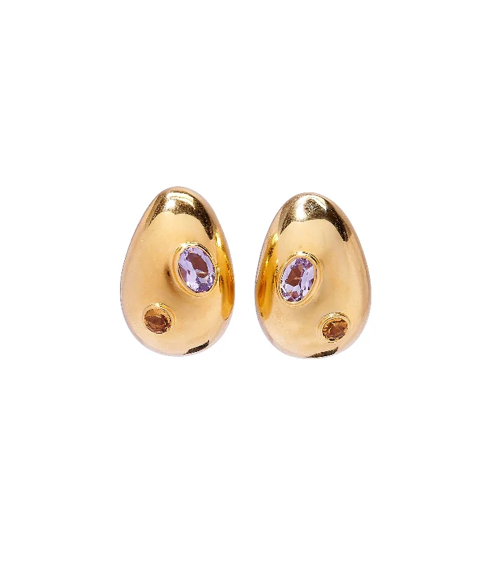 Hoop earrings with textured gold for a refined and sophisticated aesthetic-Mini Arp Earrings in Studded Gold