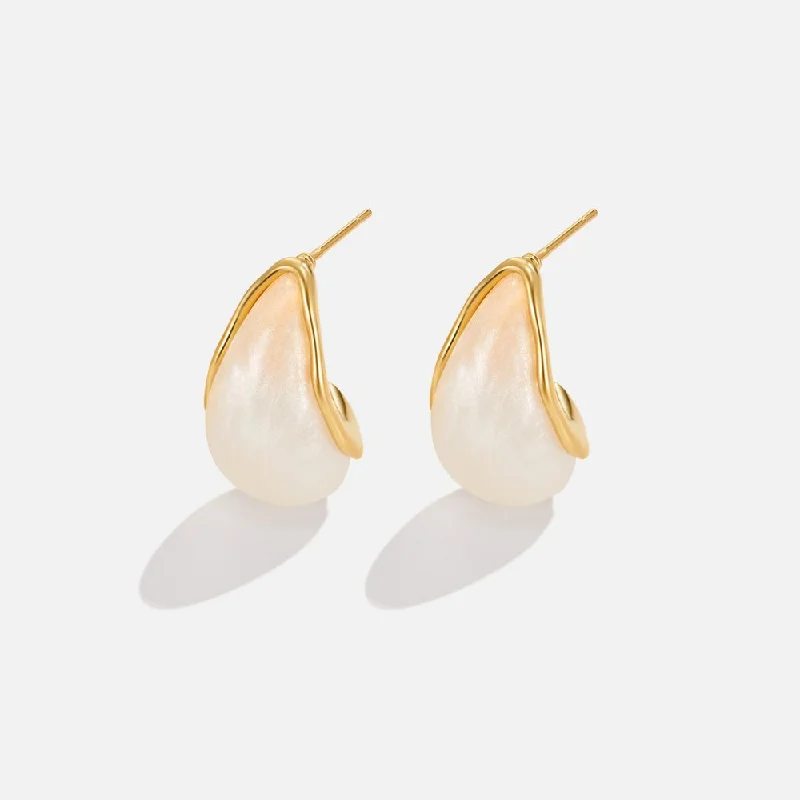 Hoop earrings with polished silver finish for a shiny, modern appeal-Mother Of Pearl Curved Earrings