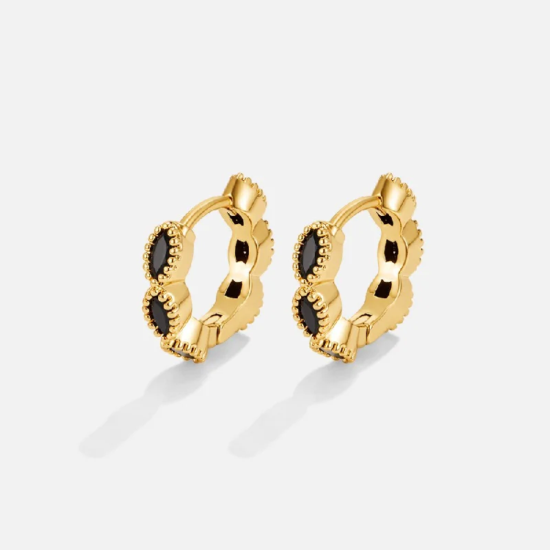 Best hoop earrings with geometric hexagon shapes for a modern, angular look-Onyx Tiny Hoop Earrings