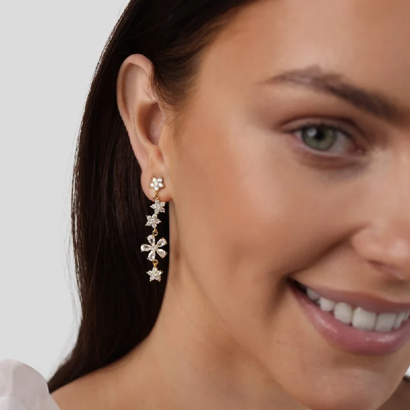 Best hoop earrings with satin ribbons for a soft, feminine appearance-Petal Drop Crystal Earrings