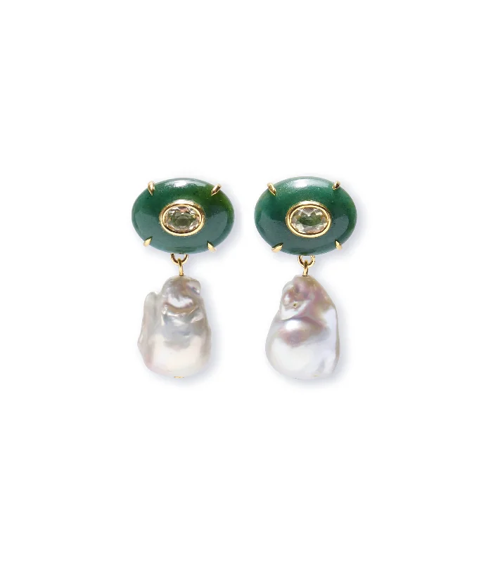 Hoop earrings with gold accents for a warm, elegant statement piece-Plaza Pearl Earrings in Jade