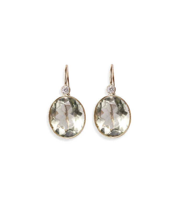 Best hoop earrings with gold-plated finishes for an affordable luxury vibe-14k Gold Pool Earrings in Green Amethyst & Diamond