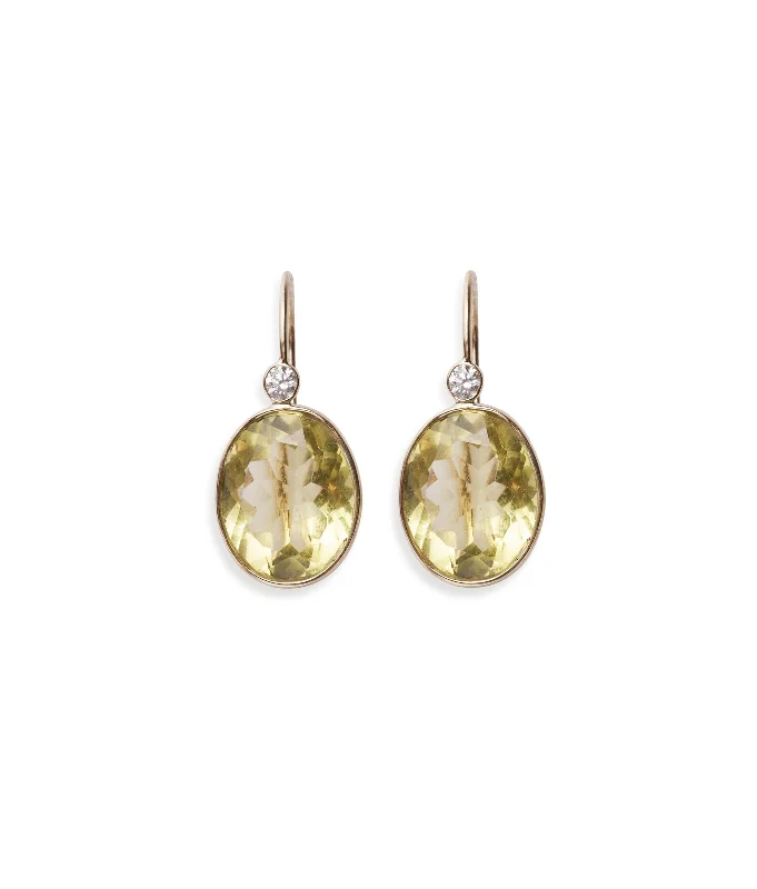 Best hoop earrings with geometric pendants for a modern, chic appeal-14k Gold Pool Earrings in Lemon Quartz & Diamond