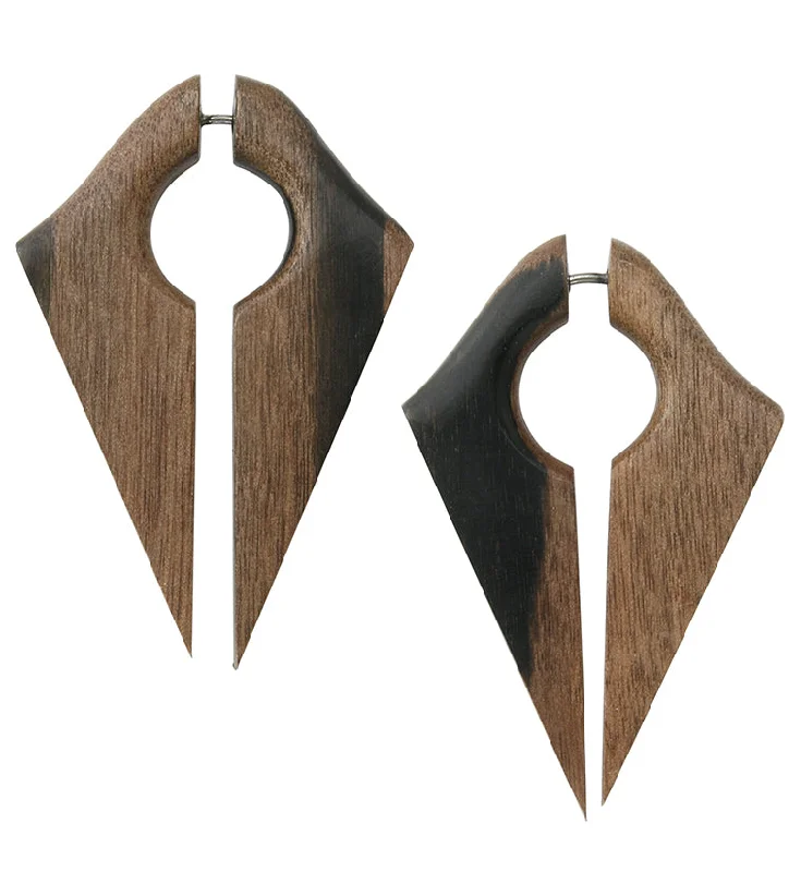 Classic hoop earrings with a thin profile for a sleek and subtle style-Ravine Areng Wood Fake Gauge Keyhole Earrings