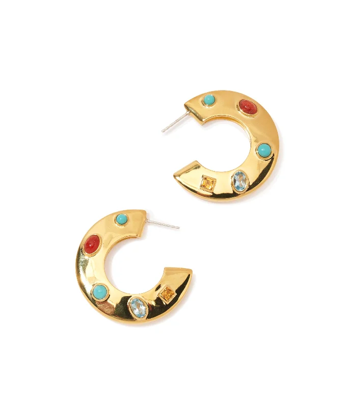 Hoop earrings with cut-out designs for a creative and lightweight effect-Saucer Hoops in Dotted Stone