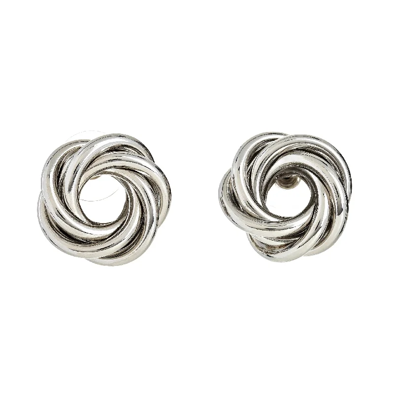 Best hoop earrings with detachable studs for a versatile and adjustable accessory-Silver 3D Swirl Love Knot Earrings