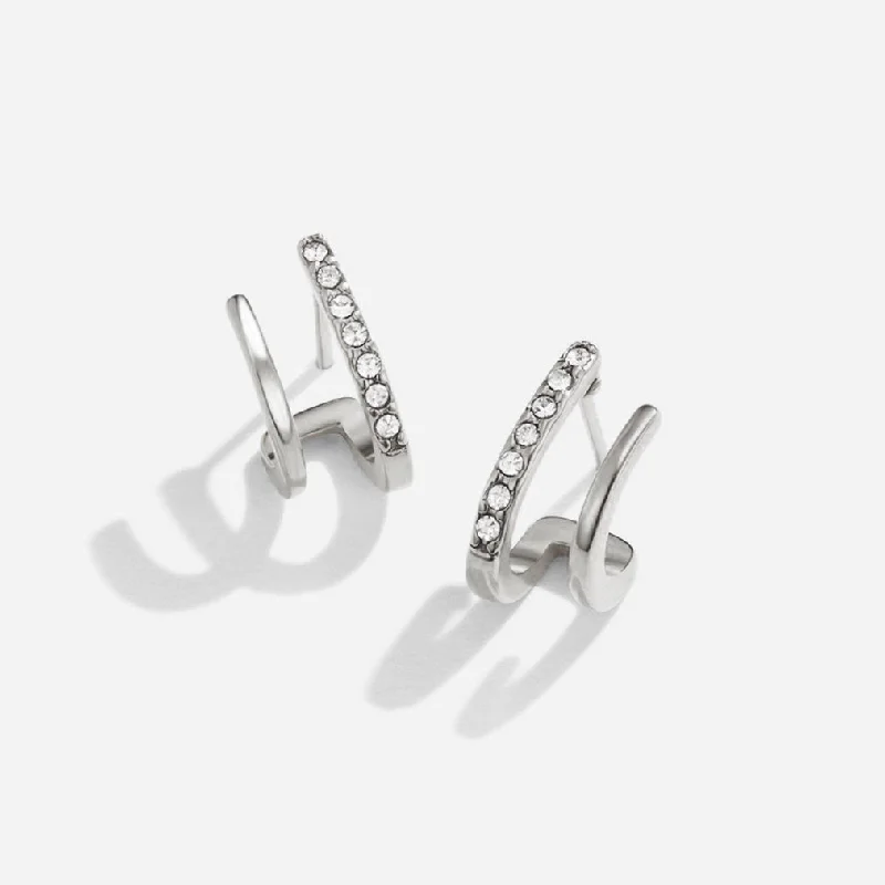 Small hoop earrings for a delicate and understated everyday wear-Silver & Crystal Claw Earrings