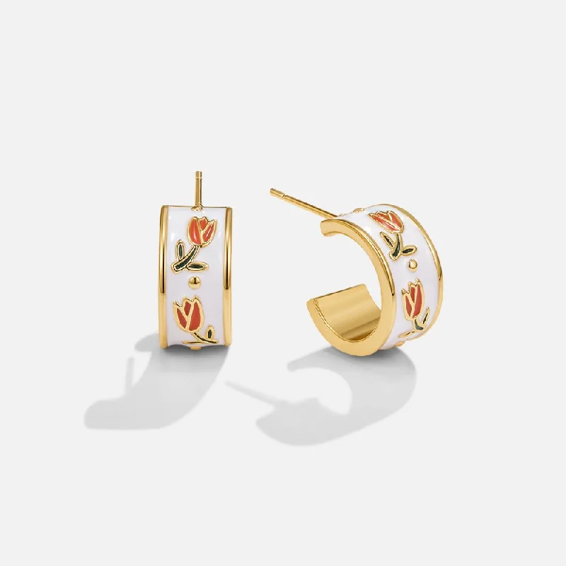 Hoop earrings with intricate designs for a unique and artistic appearance-'Spring Bloom' Hoop Earrings