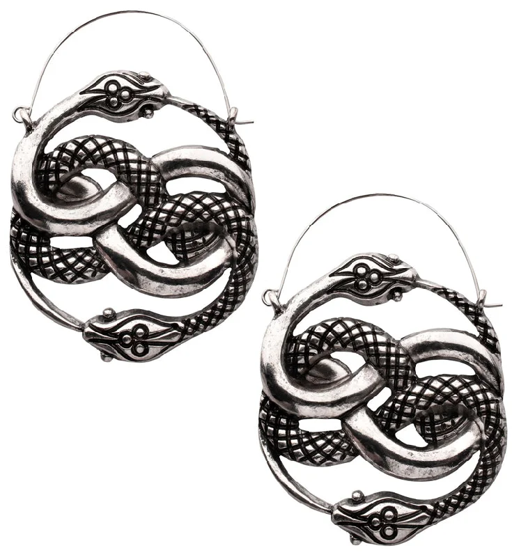 Best hoop earrings with tribal designs for a cultural and exotic aesthetic-Tangled Snakes Stainless Steel Plug Hoops