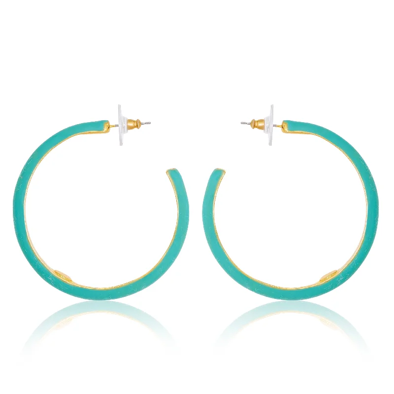 Best hoop earrings with geometric cuts for a sharp, modern appeal-Teal and Gold Hoop Earrings