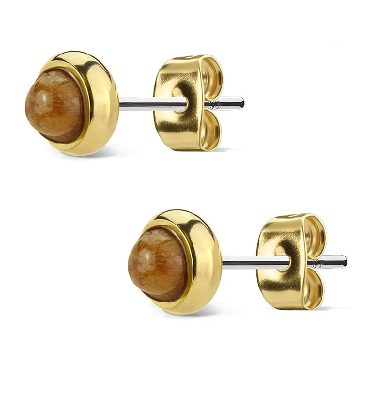 Best hoop earrings with sterling silver for an affordable and chic design-Tigers Eye Stone Gold PVD Earrings