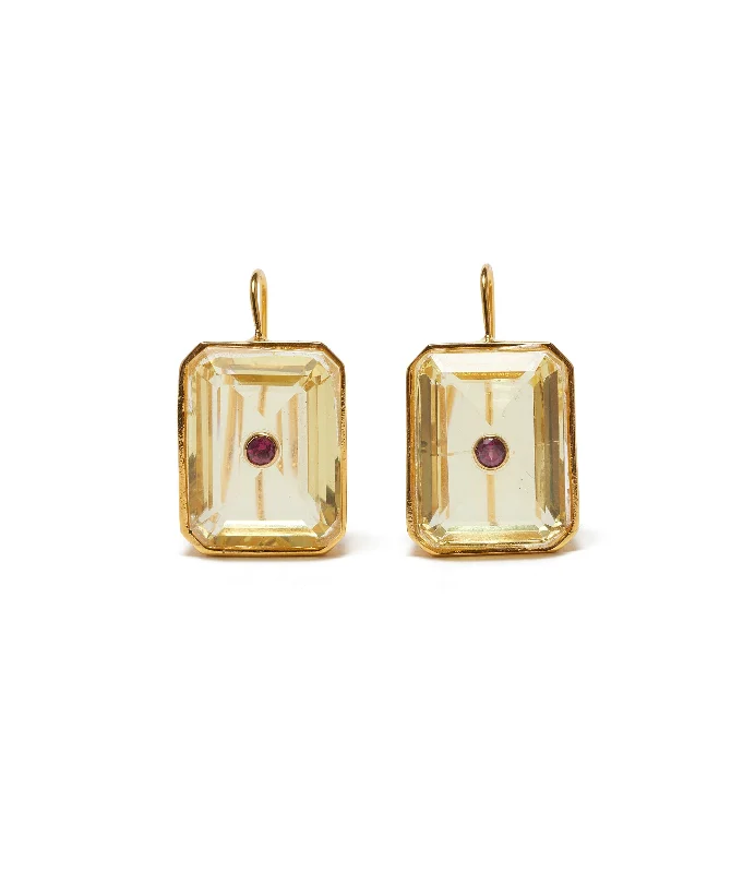 Hoop earrings with twisted metal designs for a dynamic and modern style-Tile Earrings in Citrine