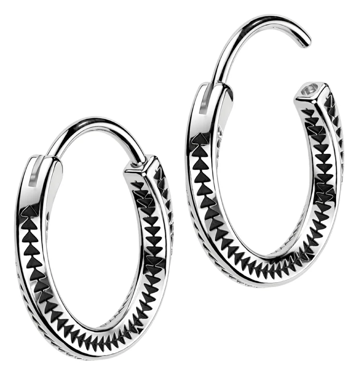 Hoop earrings with cut-out designs for a creative and lightweight effect-Twisted Ridge Stainless Steel Hoop Earrings