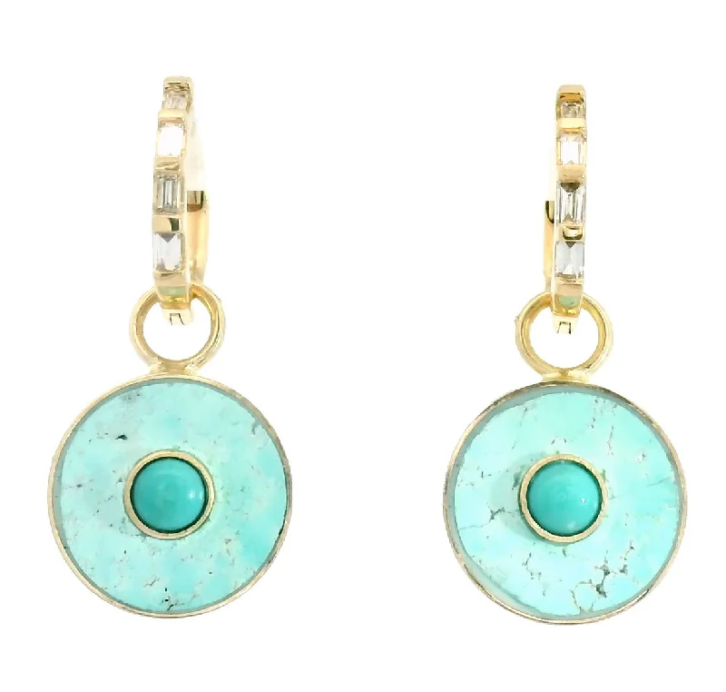 Best hoop earrings with asymmetrical designs for a fashion-forward, avant-garde look-Two Tone Turquoise Cerclen Earrings