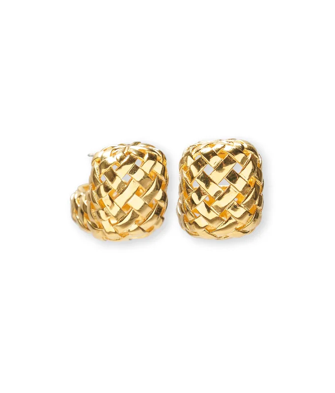 Best hoop earrings with cubic zirconia for a budget-friendly, dazzling look-Woven Hoops in Gold