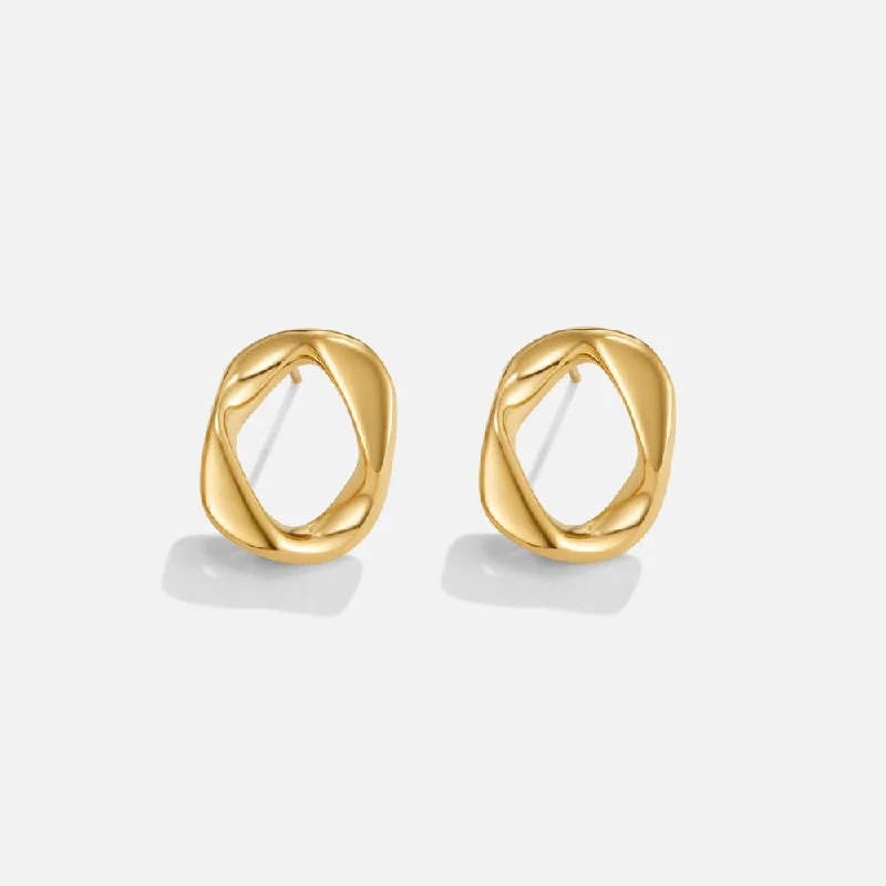 Hoop earrings with leather accents for a sleek and bold combination-Zola Geometric Gold Earrings