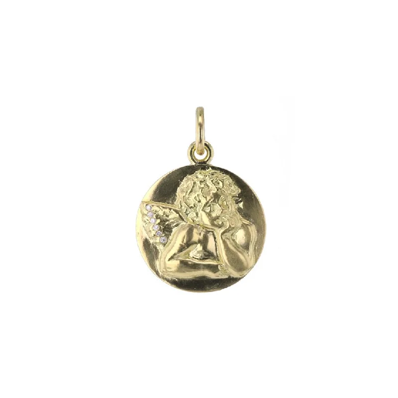 Best necklaces and pendants with glowing moonstone for an ethereal glow-0.02 ctw Diamond Cherub Medallion Pendant