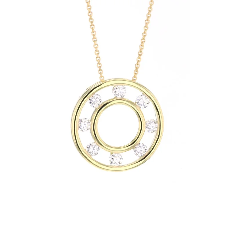 Stunning necklaces and pendants with amethyst gemstones for a calming effect-0.87 ctw Diamond Open Circle Pendant Necklace