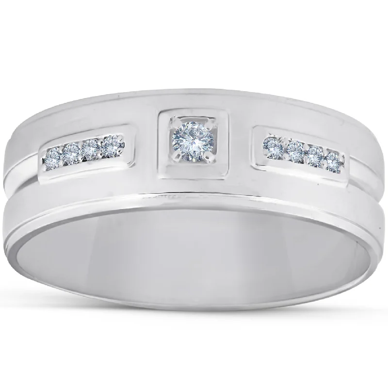 Women’s rings with topaz gems for brilliance -1/4 Ct Diamond Mens Wedding Band High Polished 7mm Ring