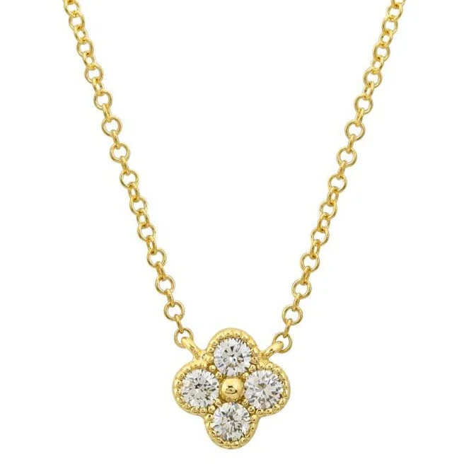 Beautiful necklaces and pendants with butterfly motifs for a whimsical style-14K Quatrefoil Diamond Necklace