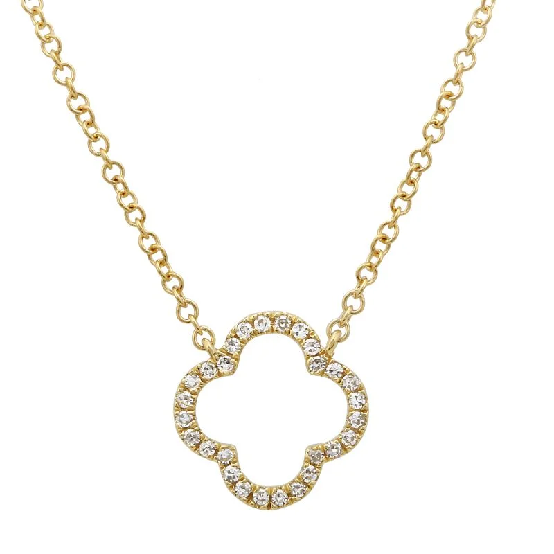 Best necklaces and pendants with opal and gold for a vibrant, luxurious contrast-14K Quatrefoil Diamond Necklace